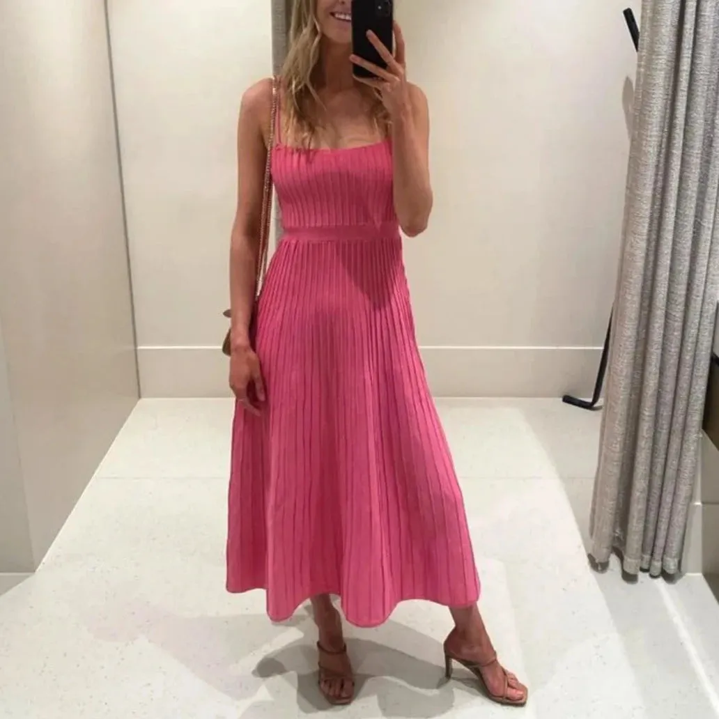 Knitted Pleated Long Dress