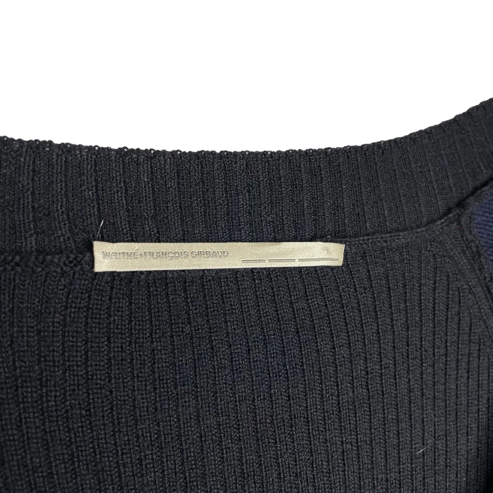 Marithe   Francois Girbaud France. Black Sweater Wool Long-Sleeve Fitted Dress
