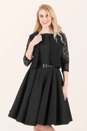 Open Lace Sleeve Bolero - Black