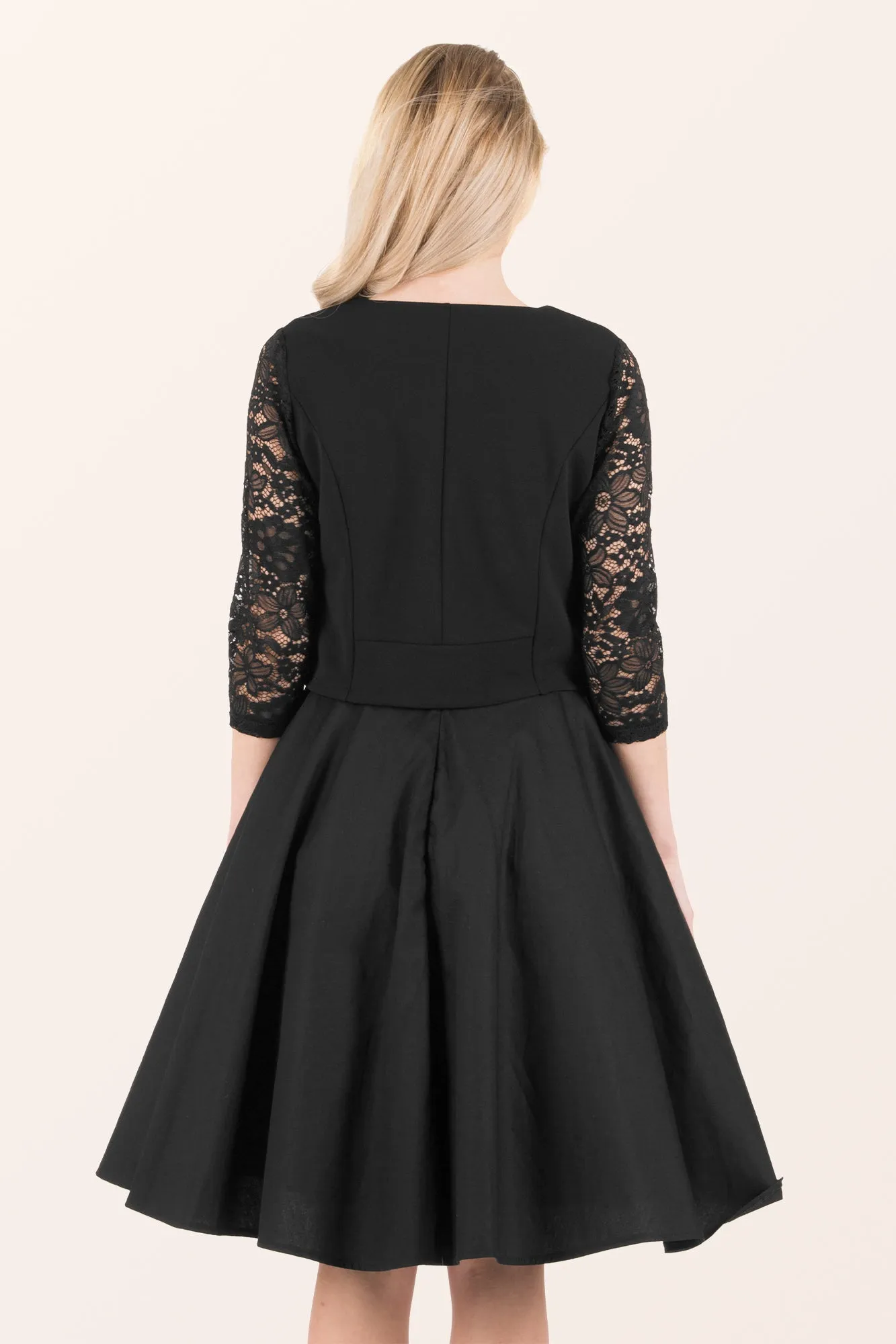Open Lace Sleeve Bolero - Black