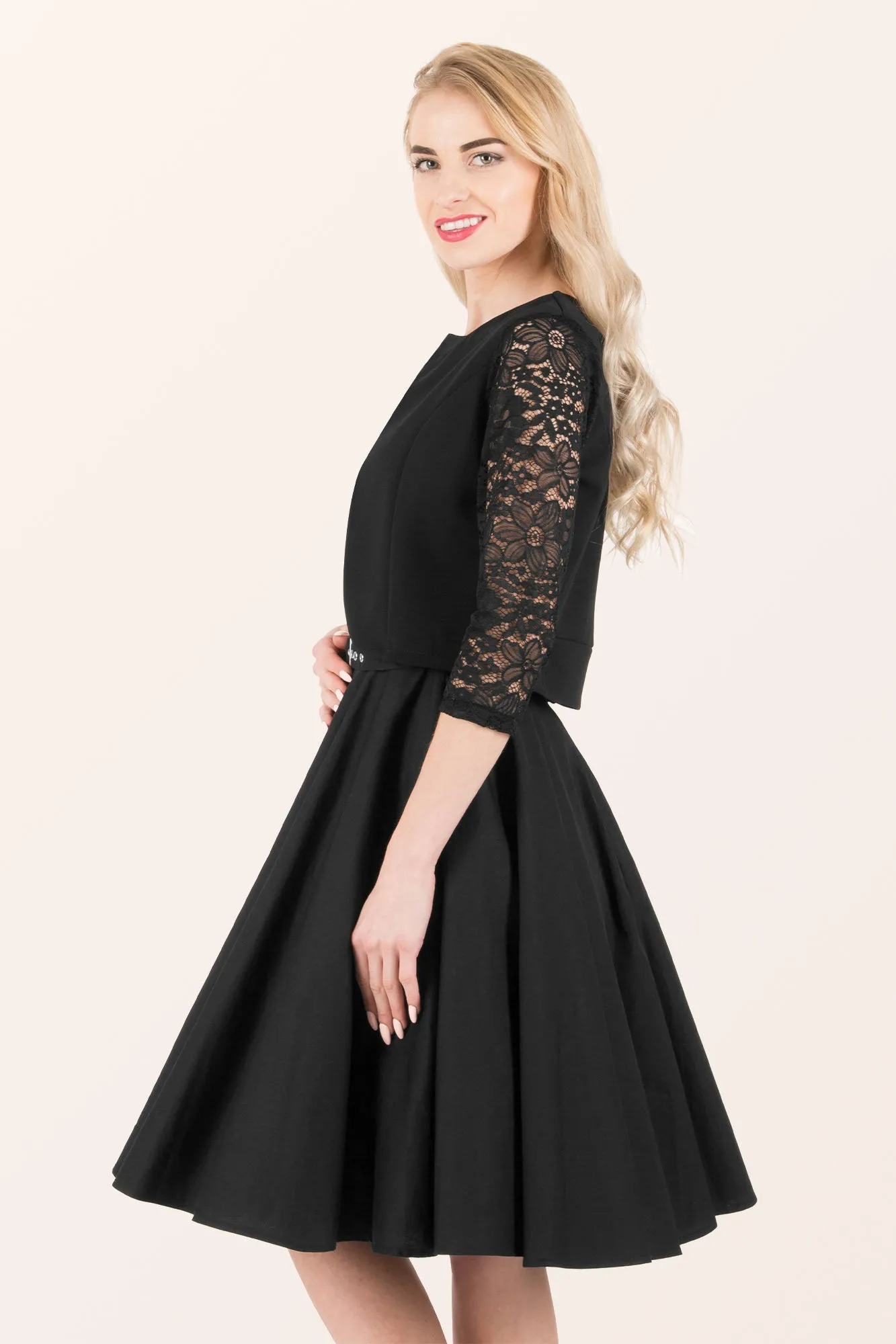 Open Lace Sleeve Bolero - Black