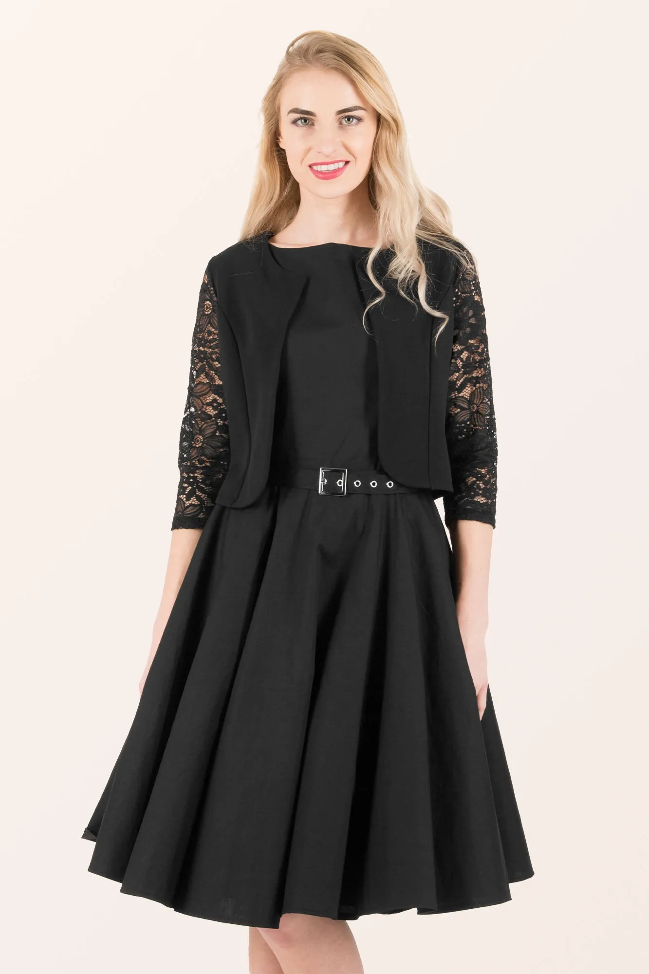 Open Lace Sleeve Bolero - Black