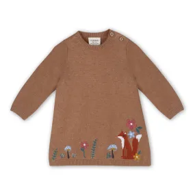ORGANIC Woodland Squirrel Ruffle Baby Girl Sweater Dress