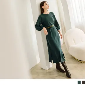 PIT STRIPE ROUND NECK HEM TUNIC MAXI DRESS