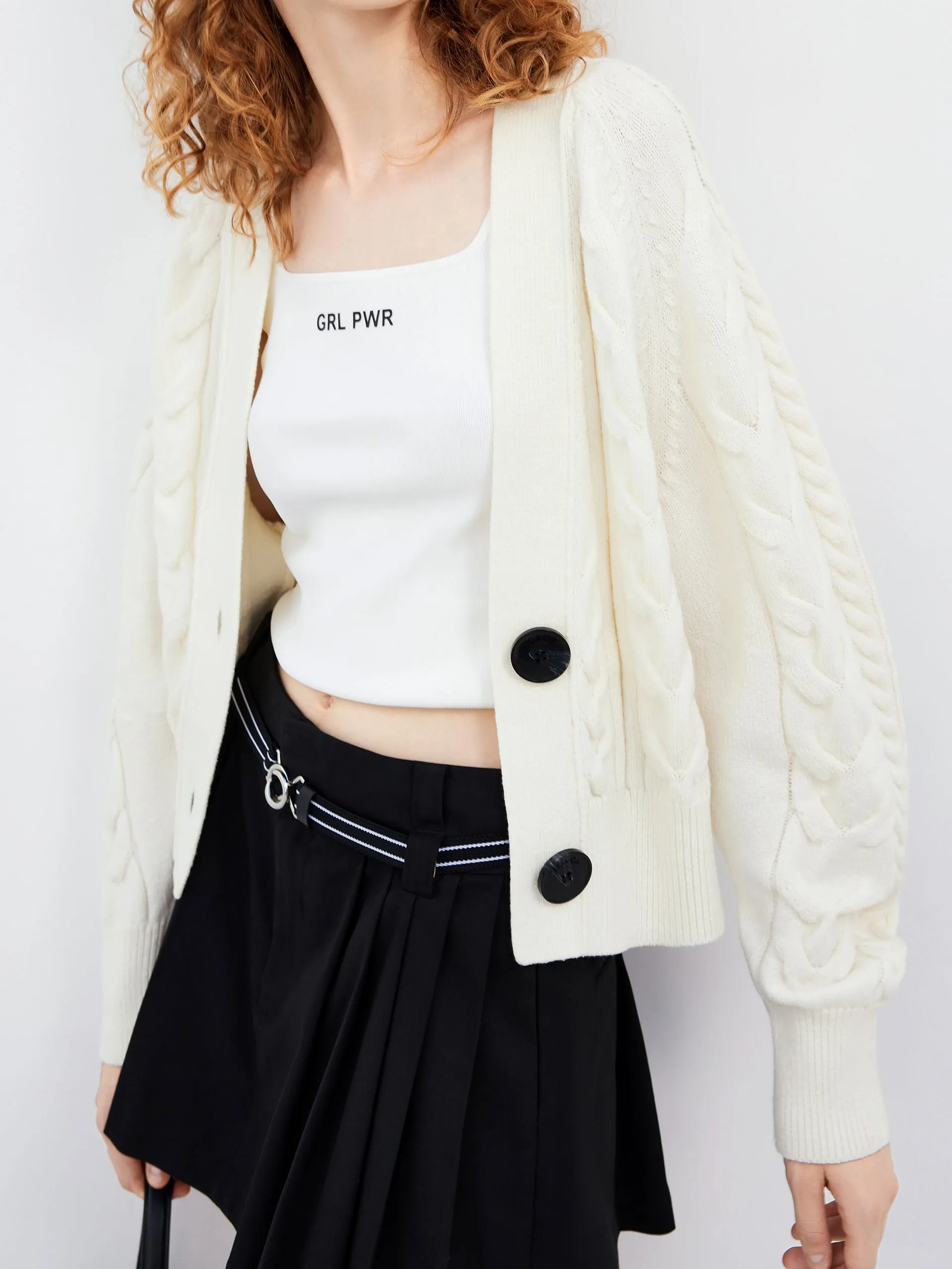 Pleated Mini Skirt with Belt