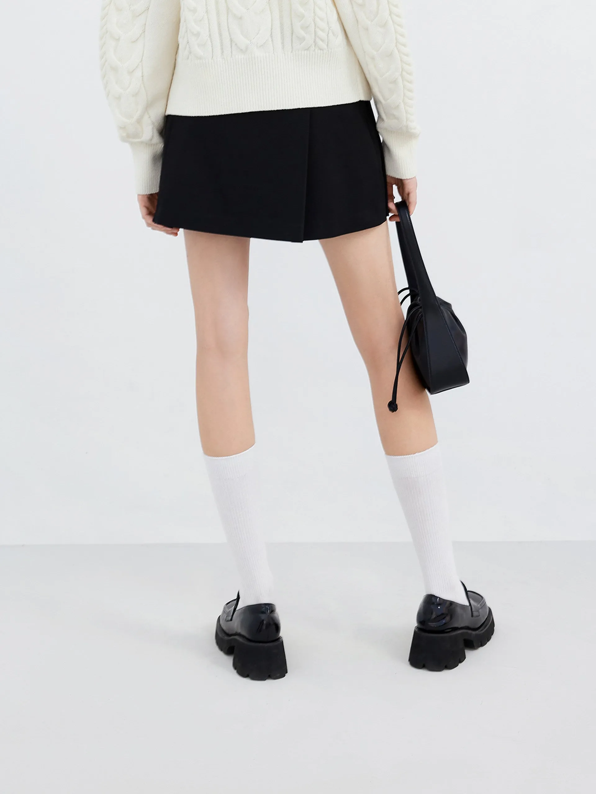 Pleated Mini Skirt with Belt