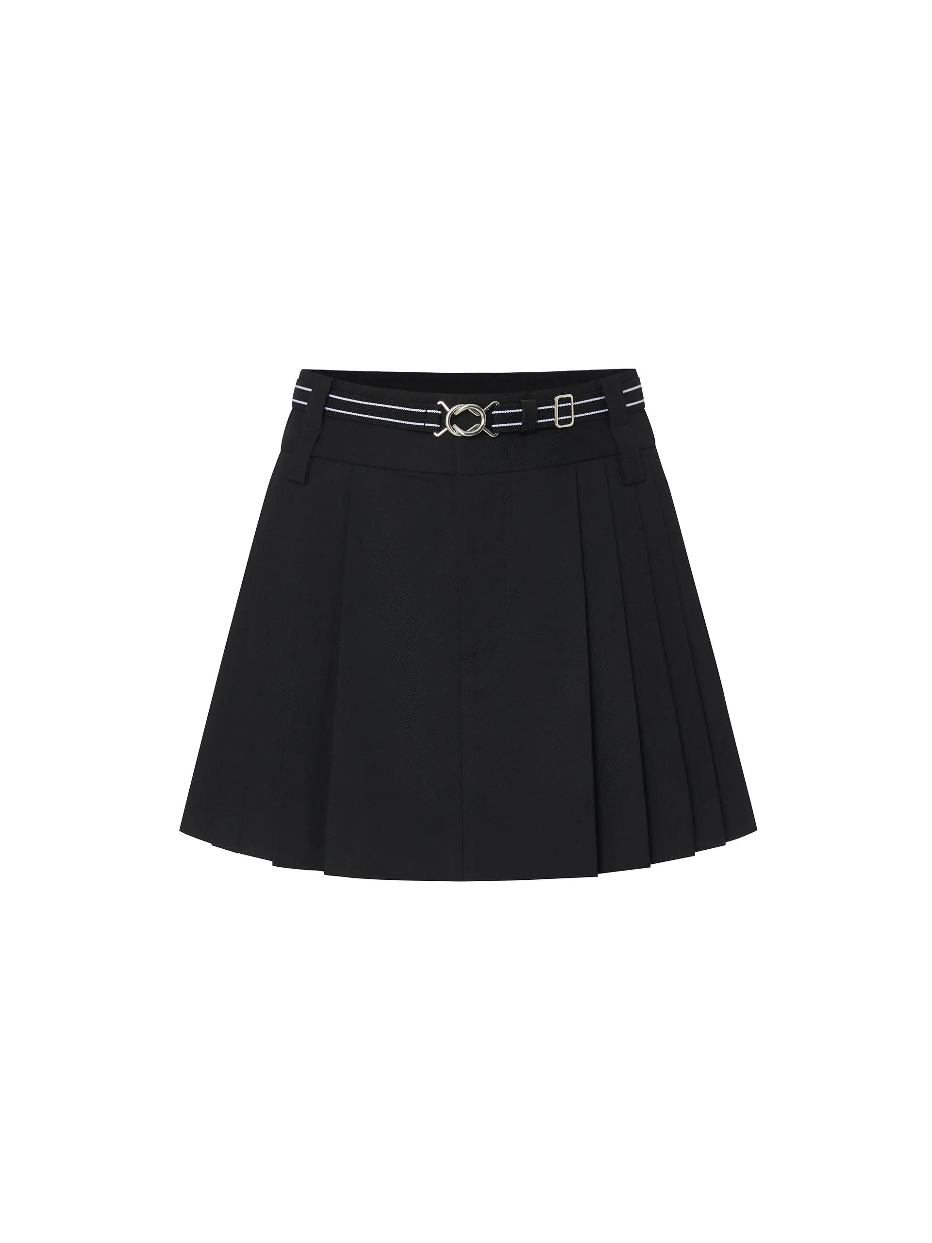 Pleated Mini Skirt with Belt