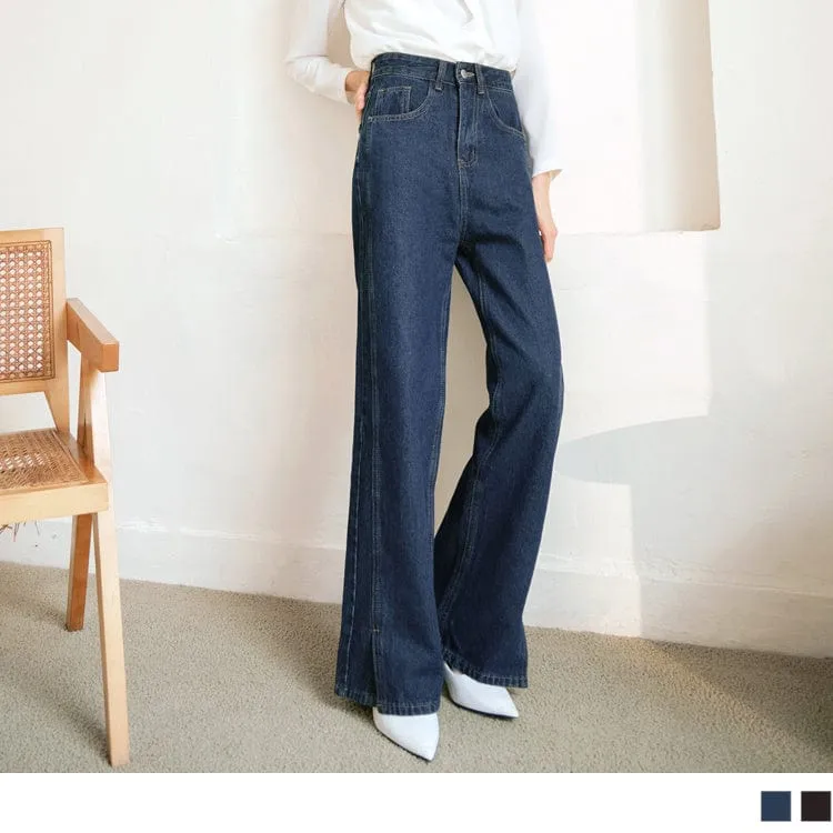 PLUS  COTTON TUNIC DENIM WASHED LONG PANTS