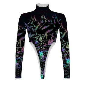 Psi~ World All Over Print Women's Turtleneck Jumpsuit