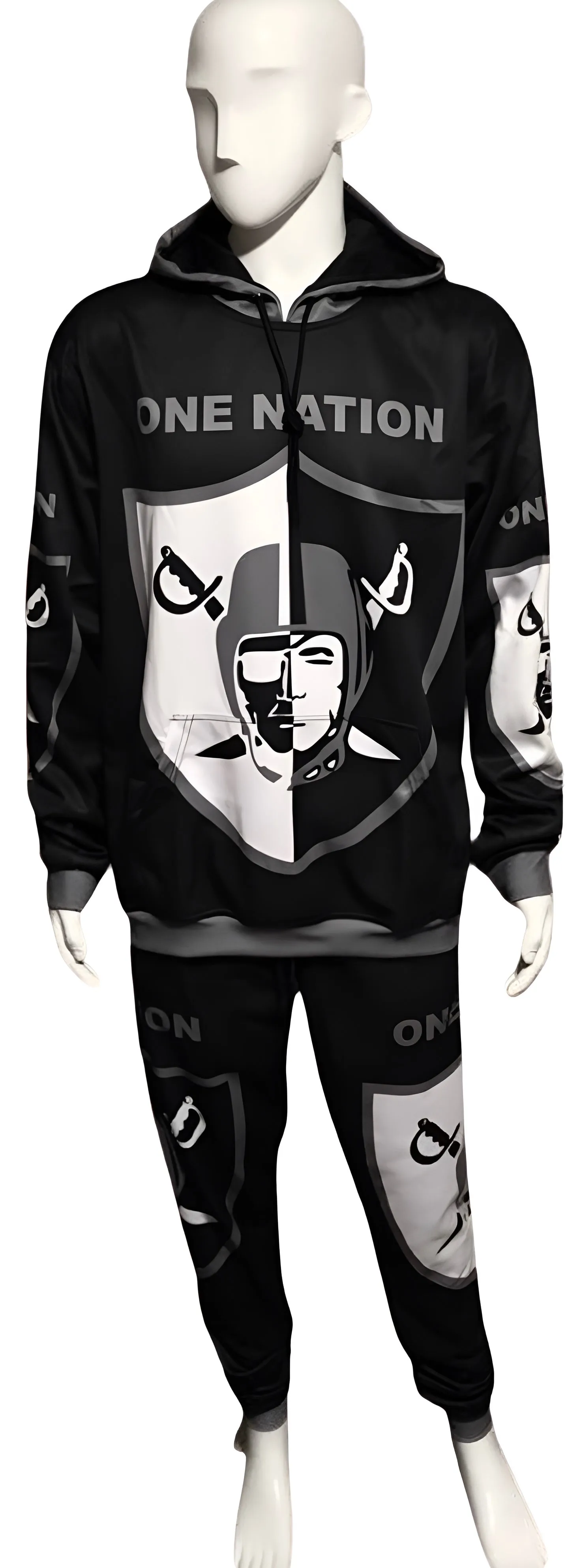 ^RAIDERS^ ~ONE NATION~ JOGGER SWEATSUITS (HOODED) (FLEECY SOFT LINED)