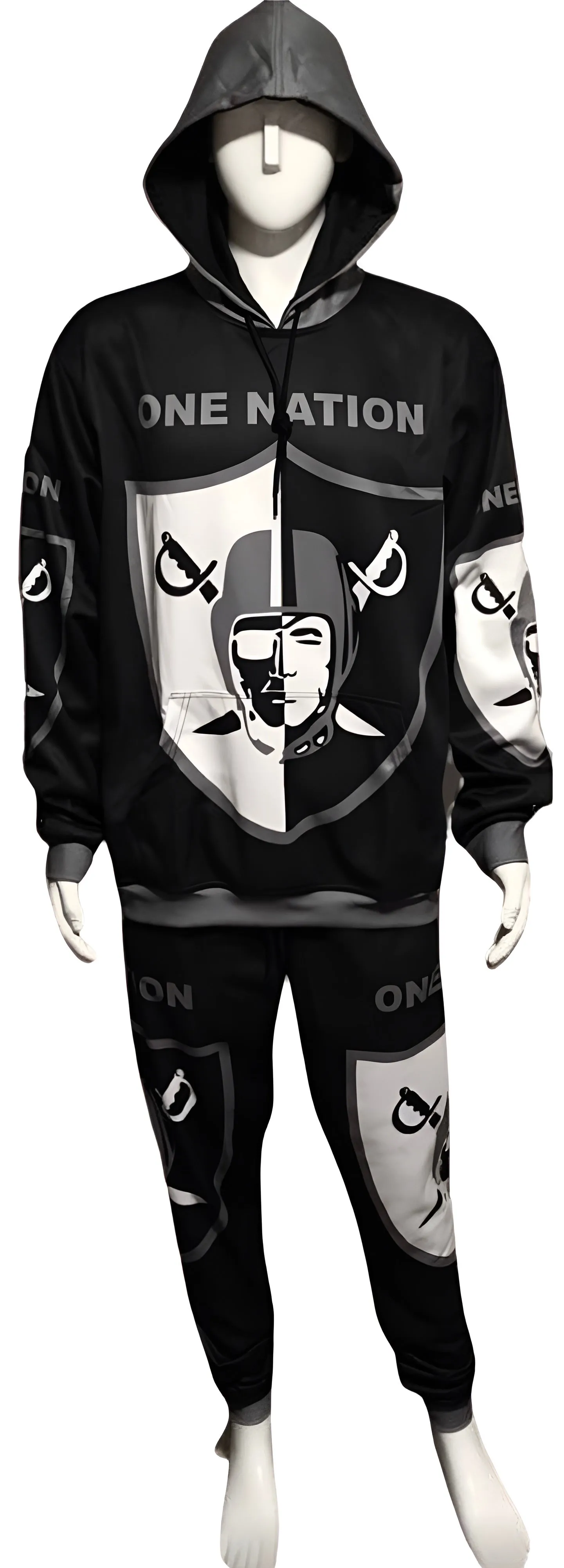 ^RAIDERS^ ~ONE NATION~ JOGGER SWEATSUITS (HOODED) (FLEECY SOFT LINED)