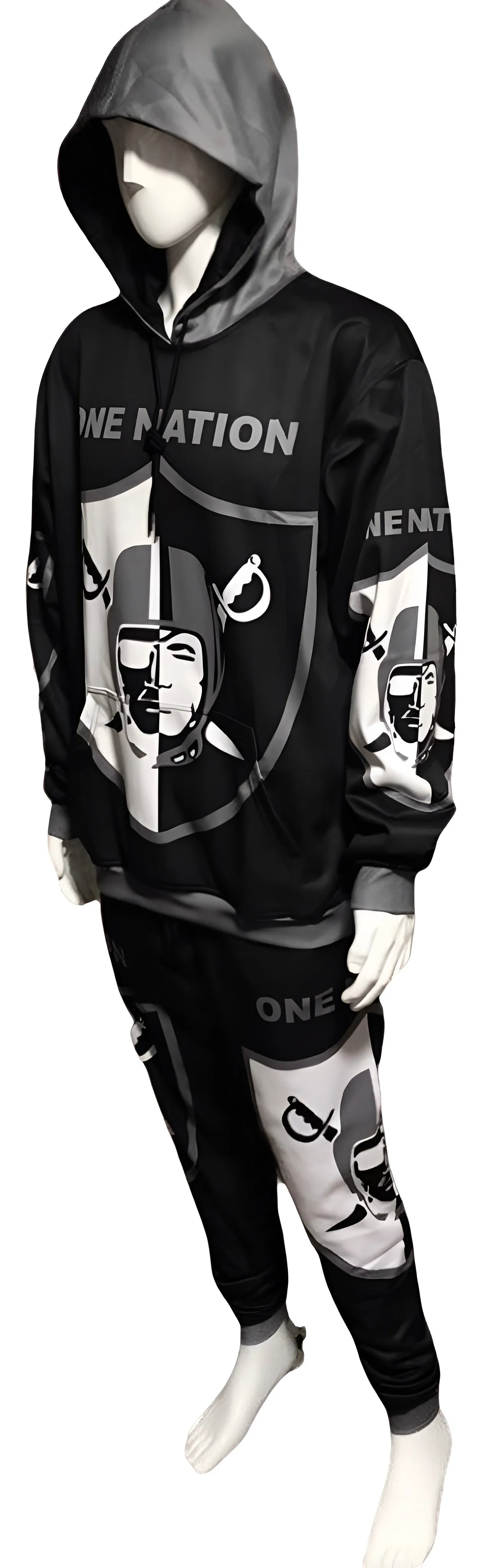^RAIDERS^ ~ONE NATION~ JOGGER SWEATSUITS (HOODED) (FLEECY SOFT LINED)