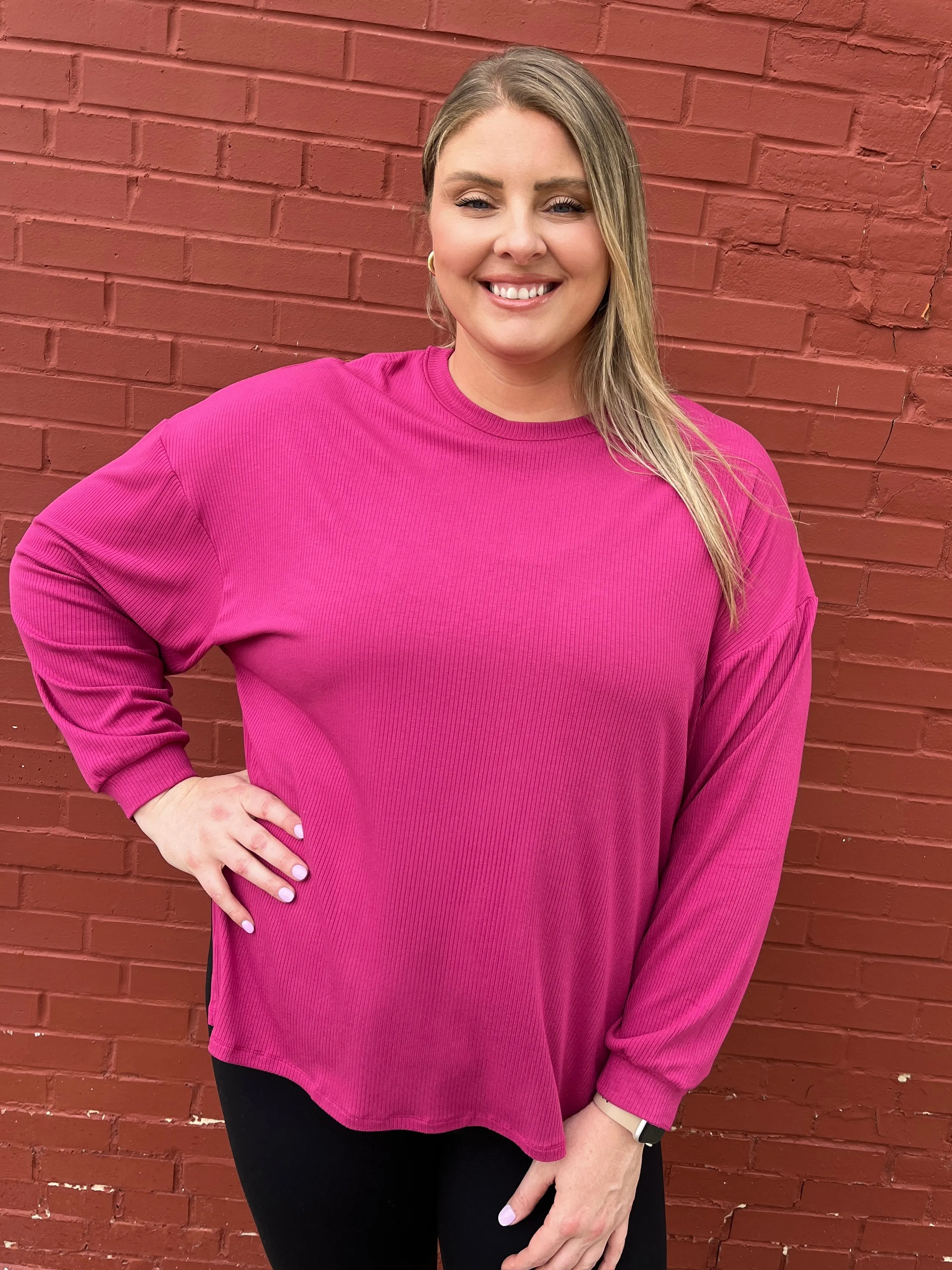 Relaxed Side Slit Long Sleeve