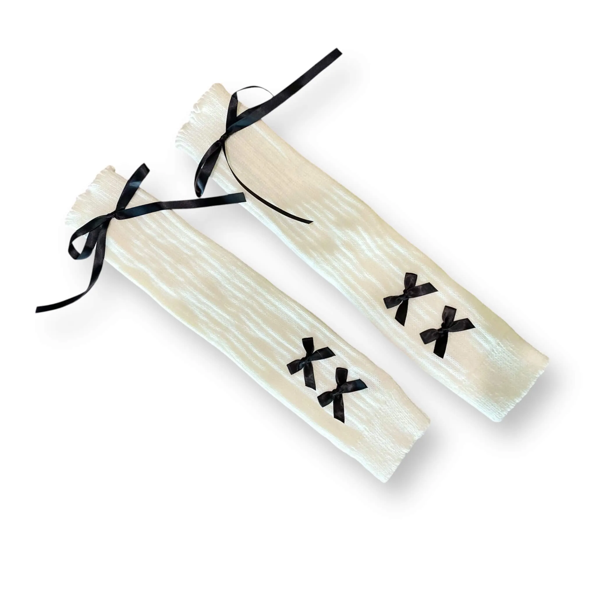 Ribbons Arm Sleeve Knit Gloves