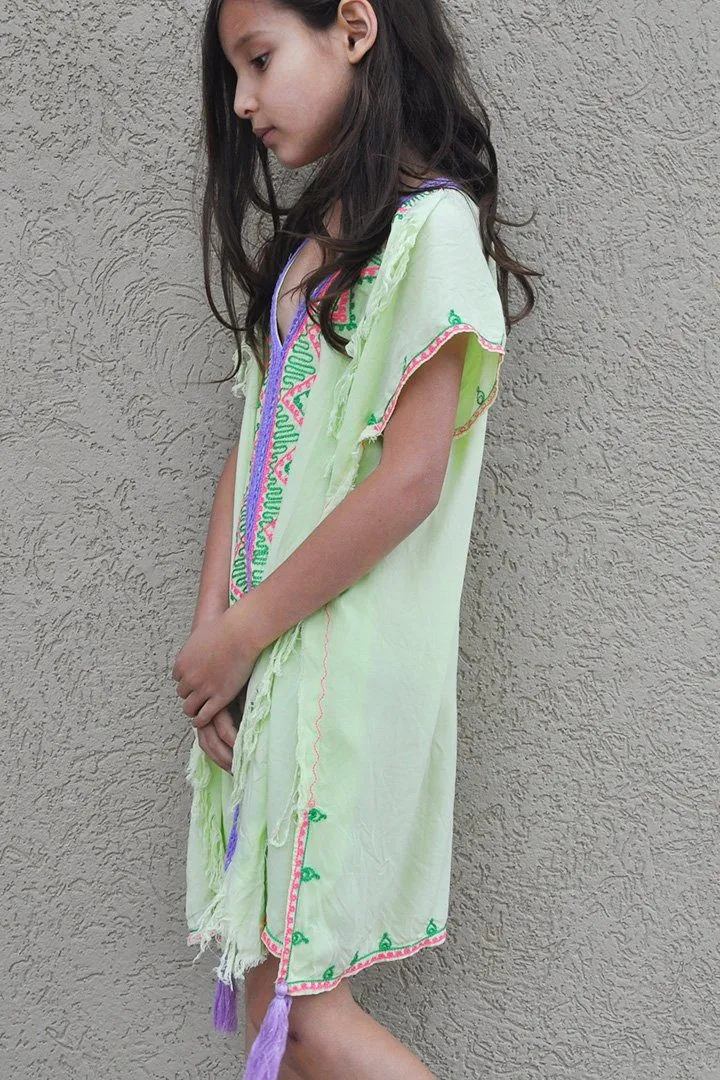SHU-SHI Girls Swimwear Cover Ups - Tunic Dress, Short Kaftan Beach Dresses for Kids & Toddlers