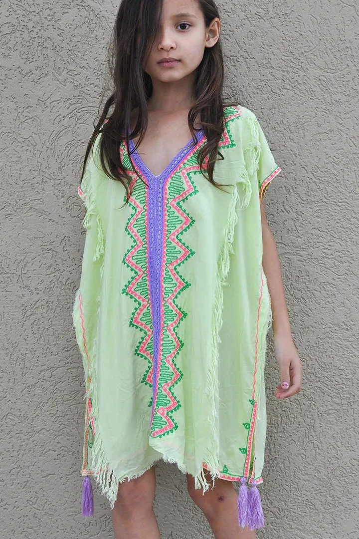 SHU-SHI Girls Swimwear Cover Ups - Tunic Dress, Short Kaftan Beach Dresses for Kids & Toddlers