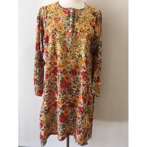 Silk Long Tunic in Red