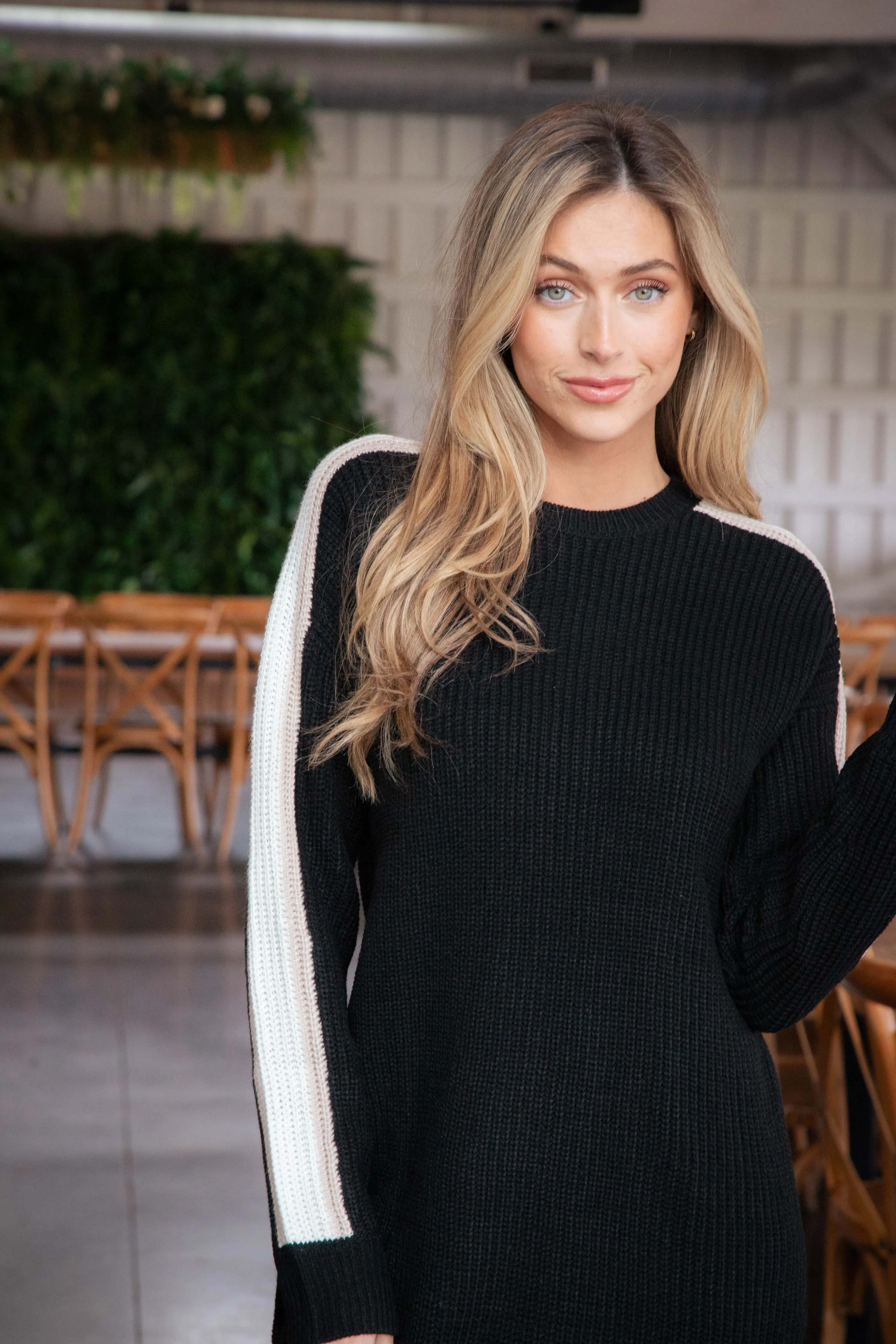 Speedway Sweater Dress, Black/Milk/Almond | Sanctuary