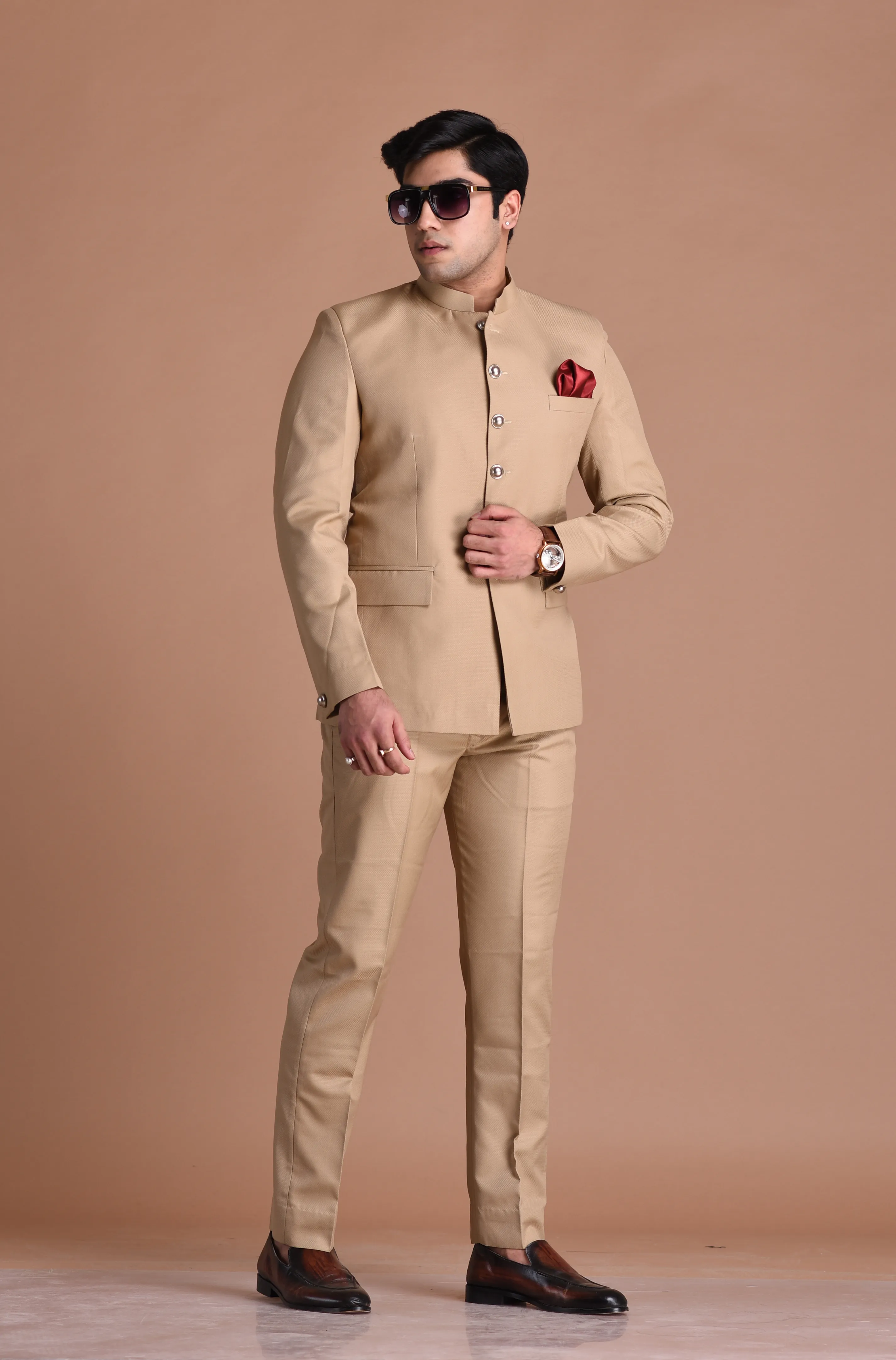 Tan Brown Jodhpuri Bandhgala Designer Suit