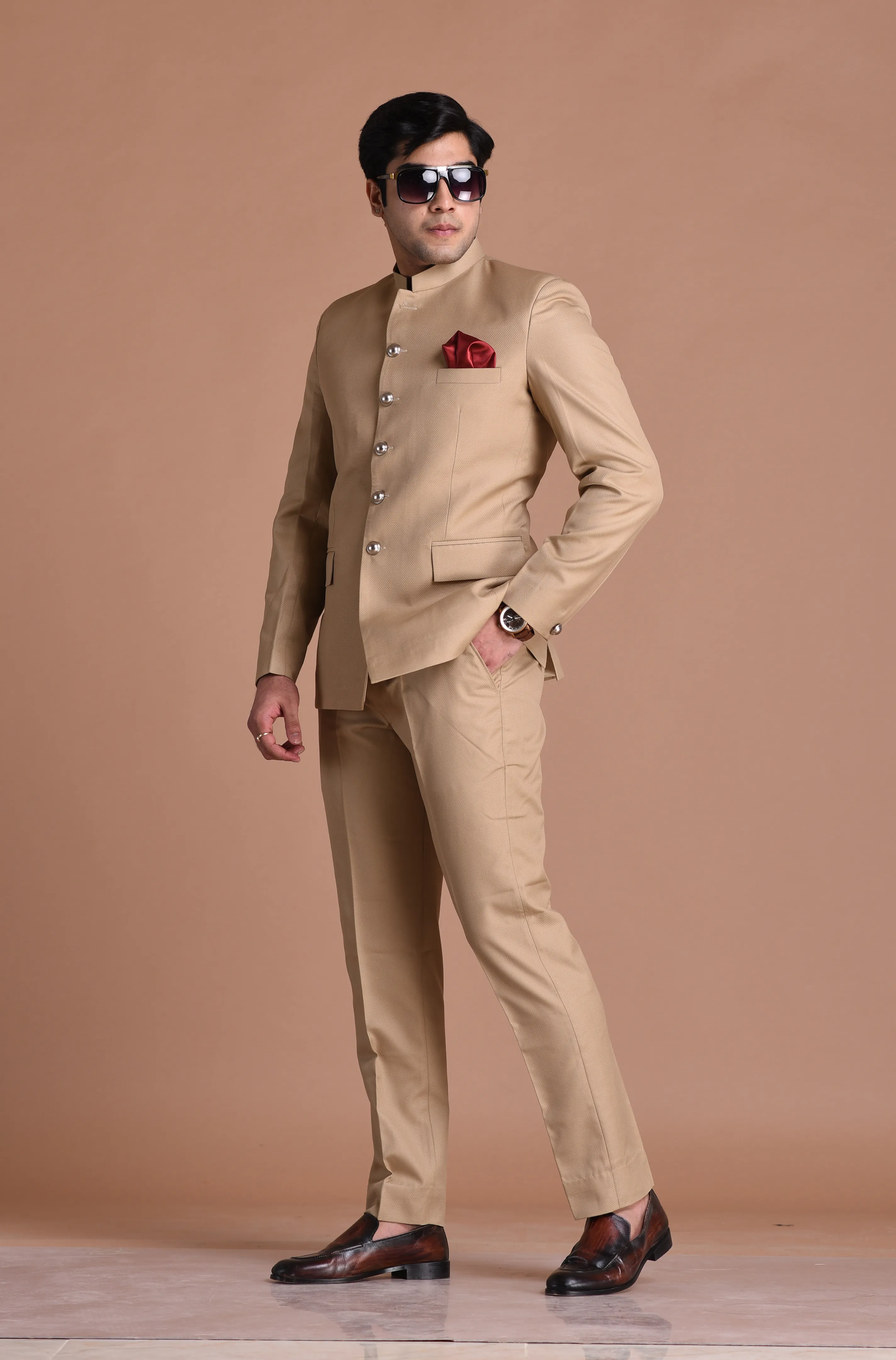 Tan Brown Jodhpuri Bandhgala Designer Suit