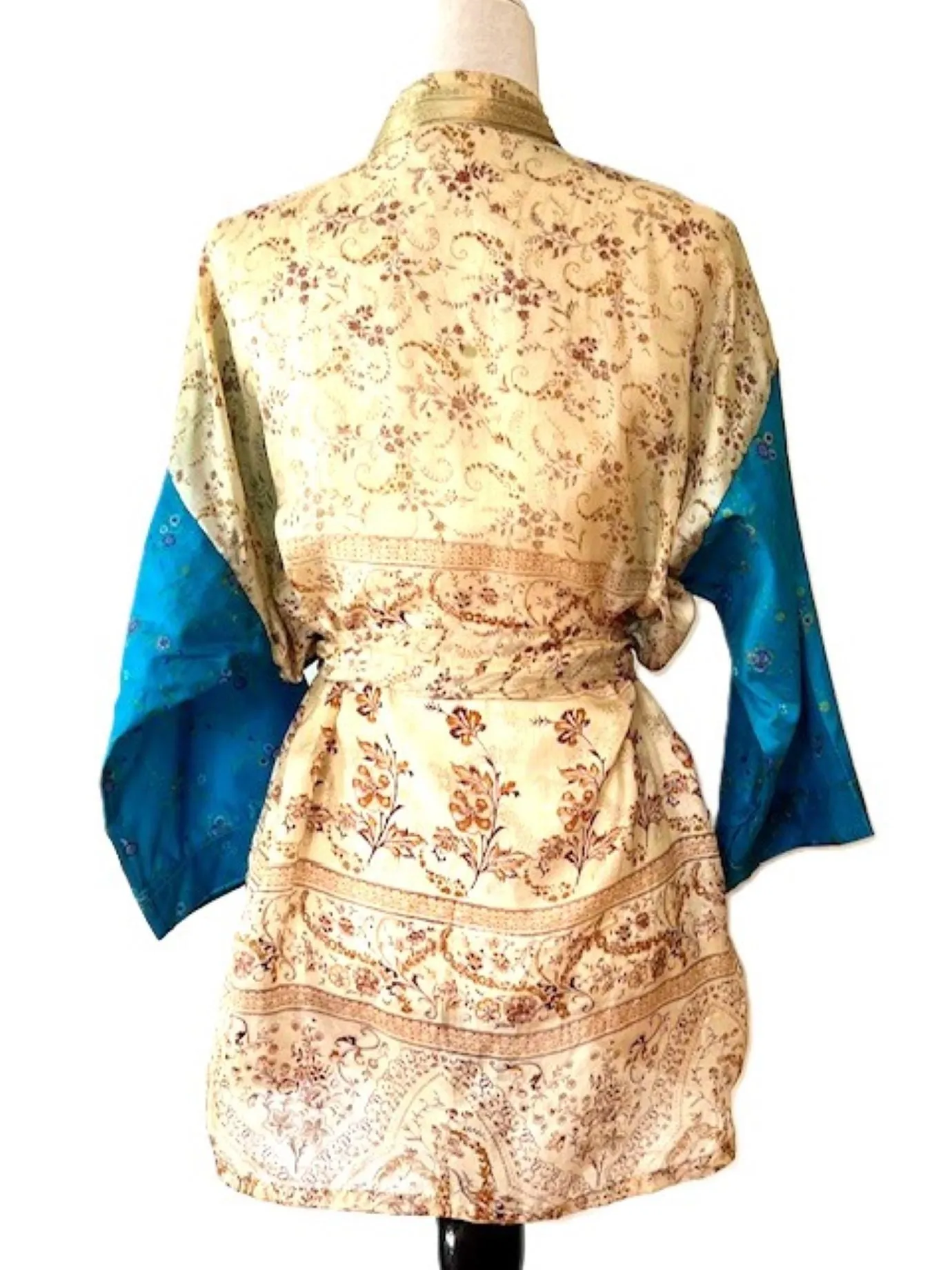 The Accessory In Demand, The Short Silk Kimono Jacket. Fashionable and Elegant. (Gold)