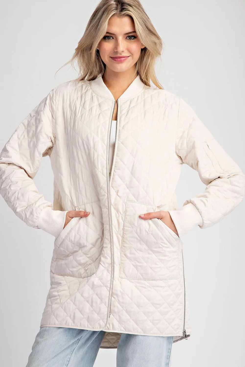 The Textured Zip Up Tunic Jacket