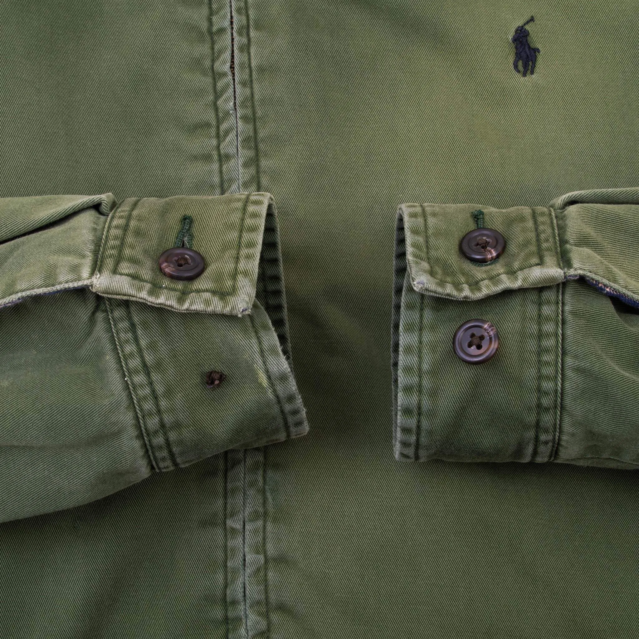 VINTAGE POLO RALPH LAUREN OLIVE GREEN HARRINGTON GOLF JACKET 1990S LARGE