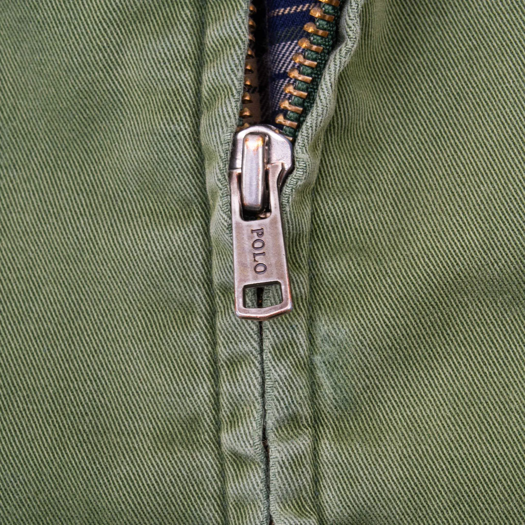 VINTAGE POLO RALPH LAUREN OLIVE GREEN HARRINGTON GOLF JACKET 1990S LARGE