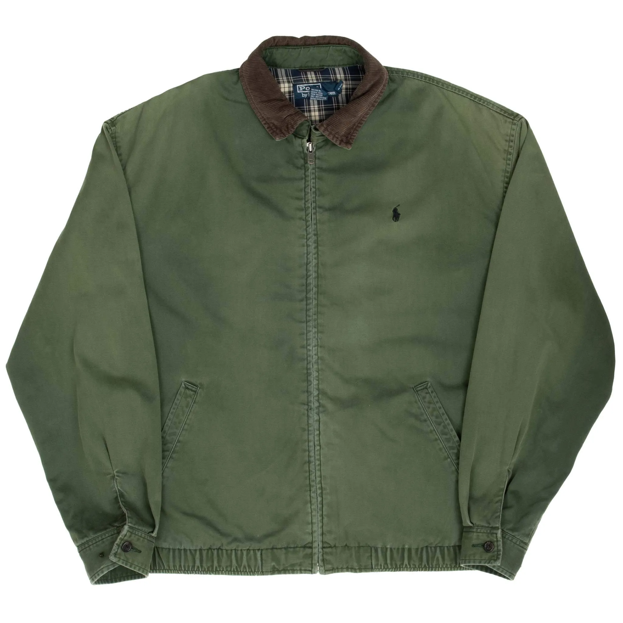 VINTAGE POLO RALPH LAUREN OLIVE GREEN HARRINGTON GOLF JACKET 1990S LARGE
