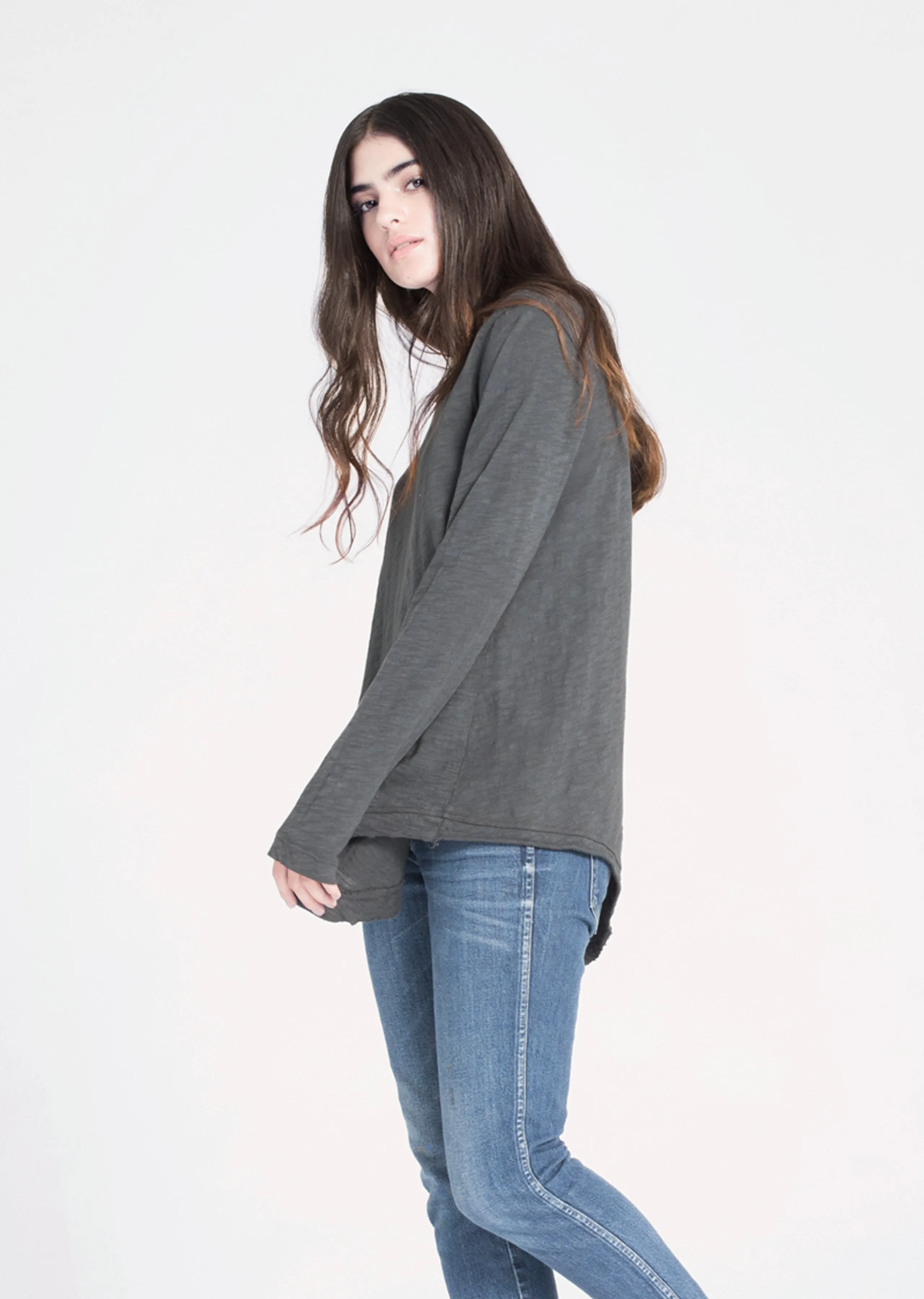 WILT - Slant Hem Tunic Crew Long Sleeve Azure