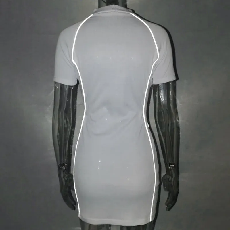 Women's Casual Reflective Short Sleeve Slim Dress