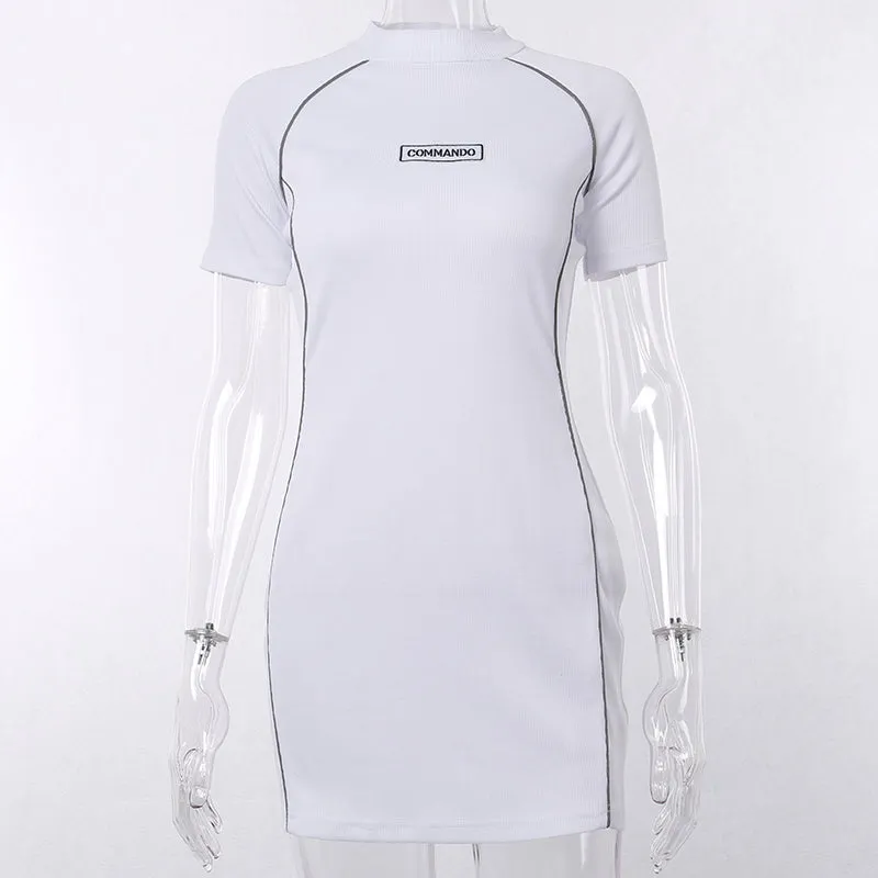 Women's Casual Reflective Short Sleeve Slim Dress