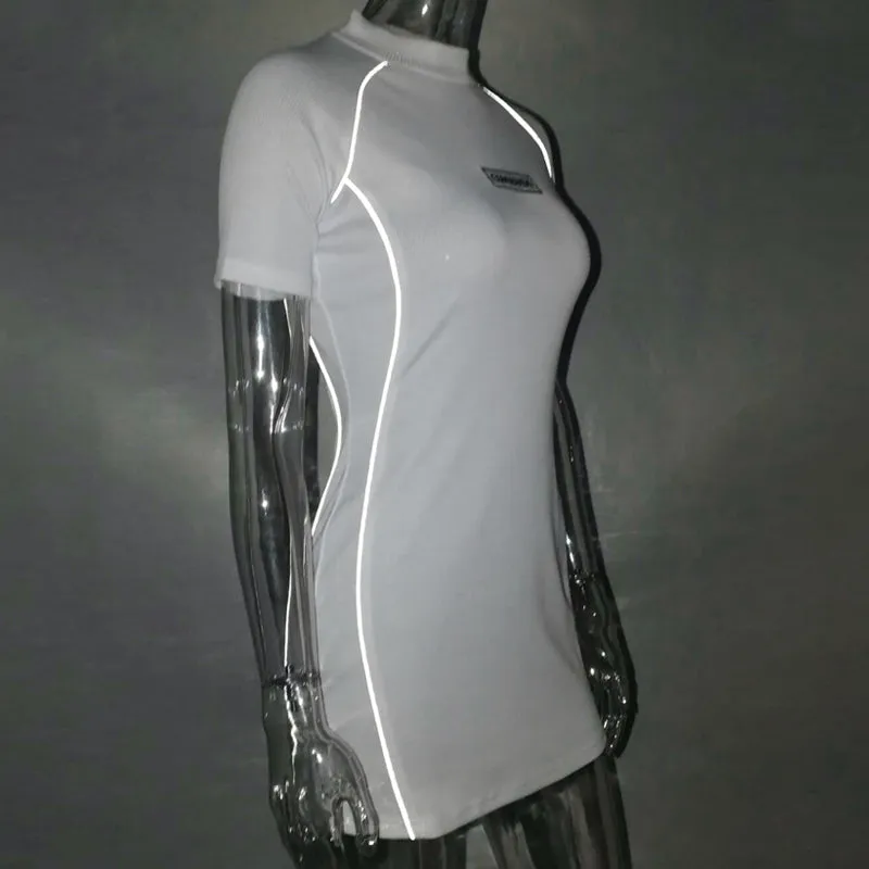 Women's Casual Reflective Short Sleeve Slim Dress