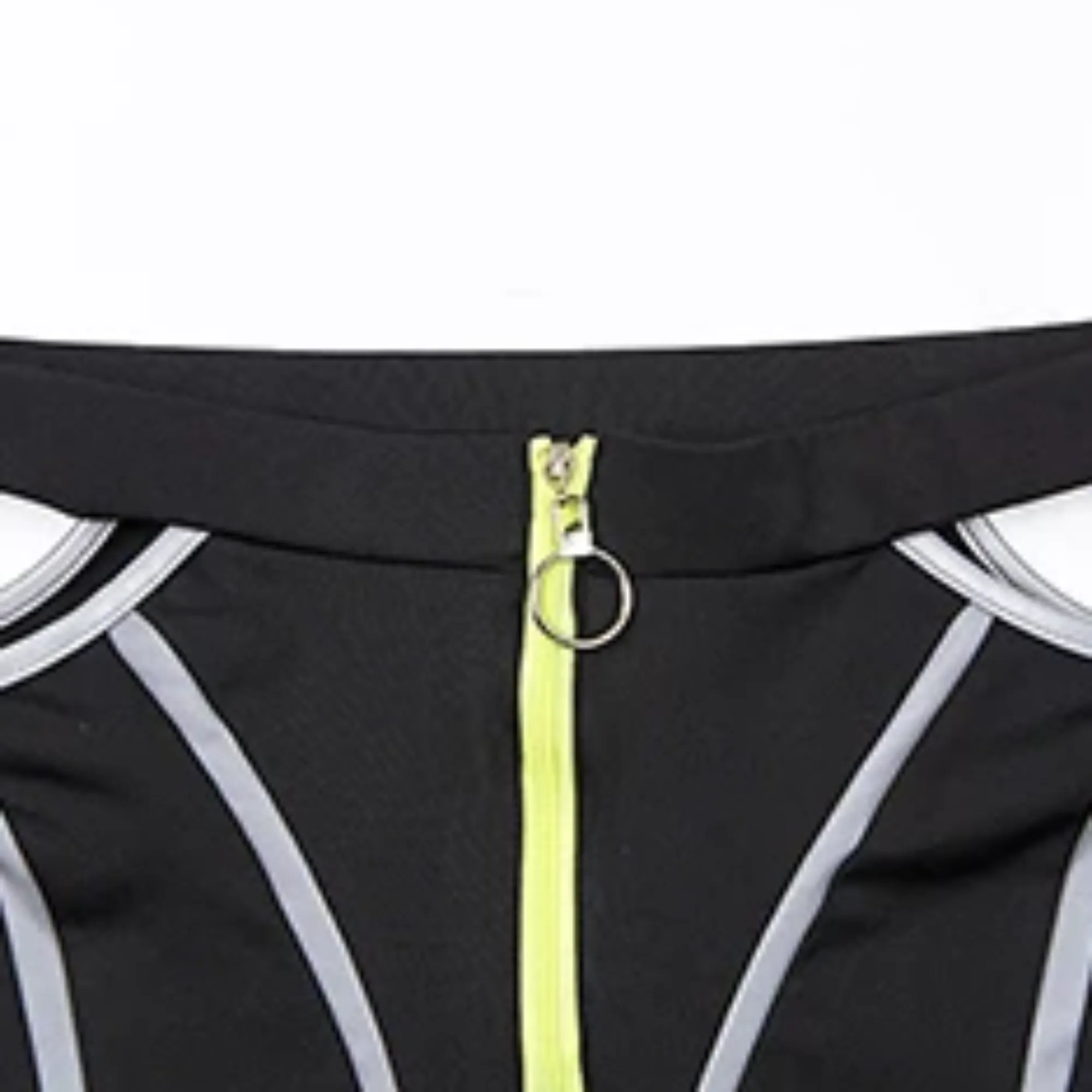Women's Casual Reflective Striped Two-Piece Fitness Set | Top And Shorts