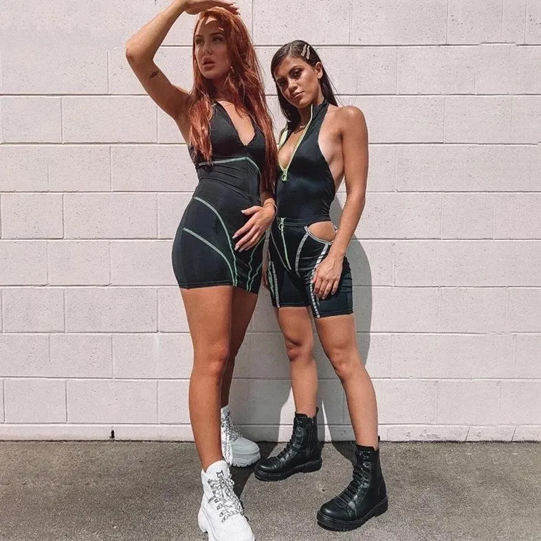 Women's Casual Reflective Striped Two-Piece Fitness Set | Top And Shorts