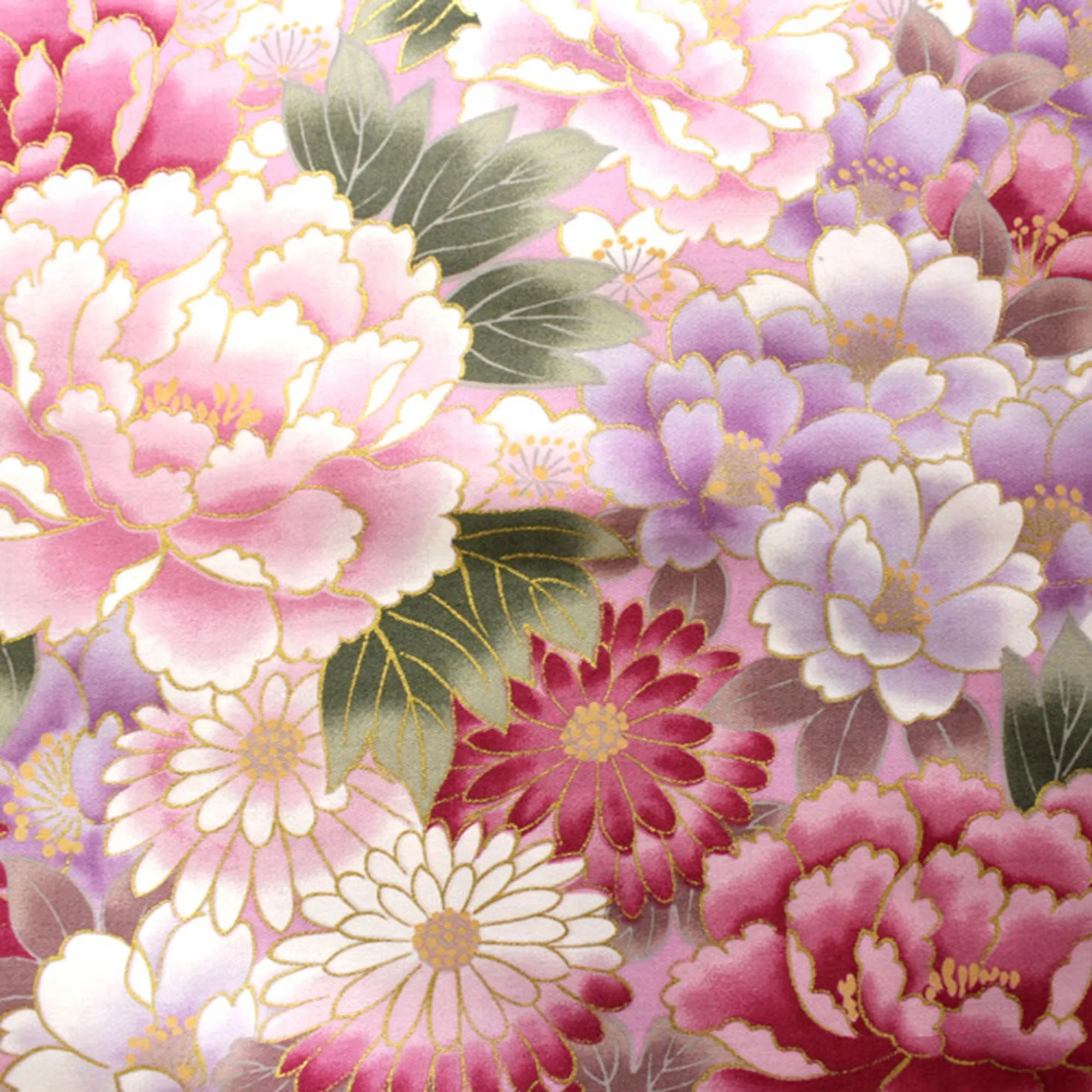 Women's Happi Coat: Kimono Robe - Flowers in Bloom Pink