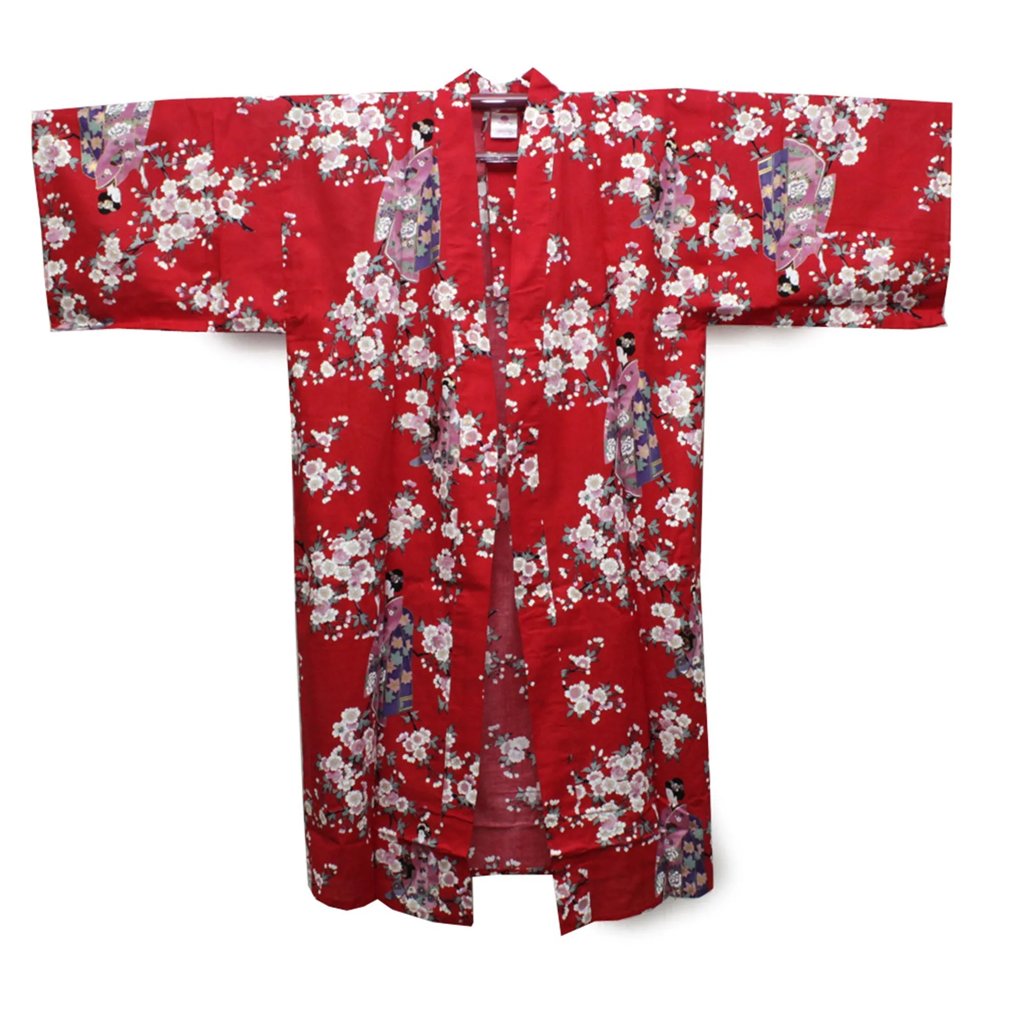 Women's Happi Coat: Kimono Robe - Lovely "Maiko" Red