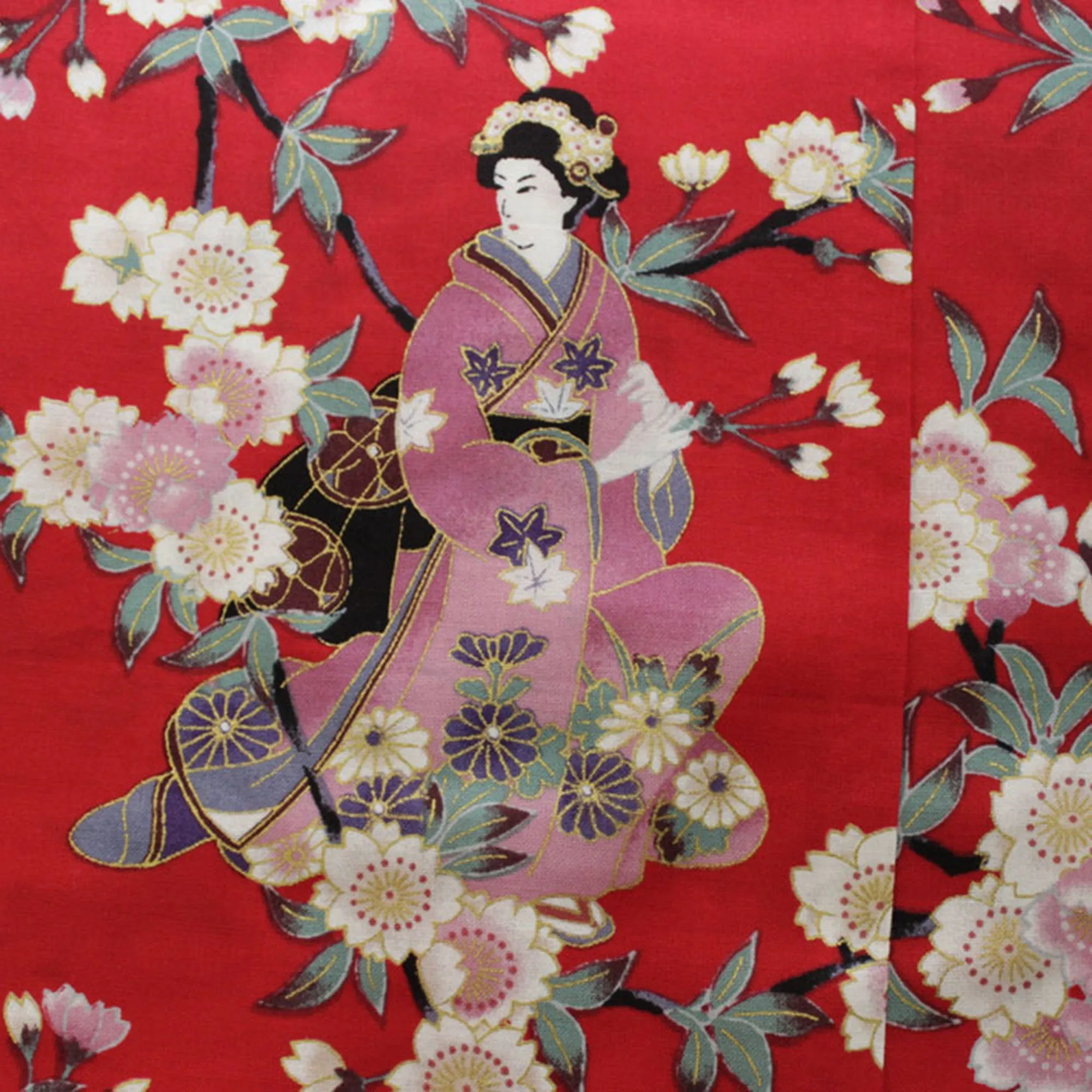 Women's Happi Coat: Kimono Robe - Lovely "Maiko" Red