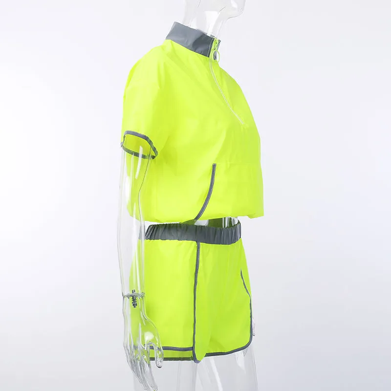 Women's High Waist Loose Reflective Two-Piece Suit