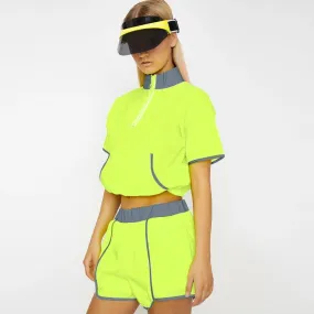 Women's High Waist Loose Reflective Two-Piece Suit