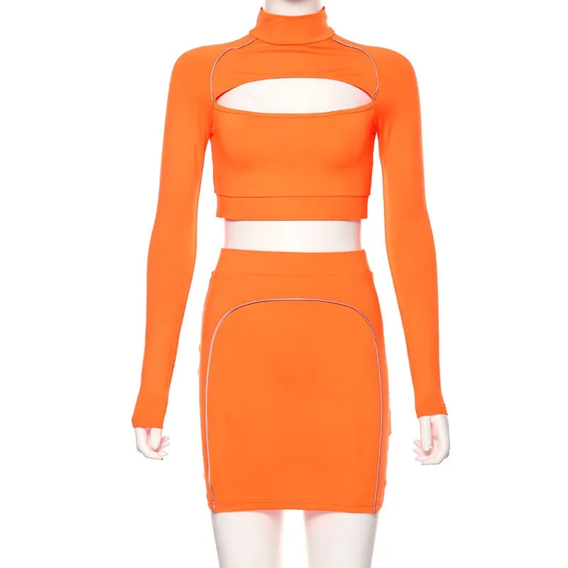 Women's Reflective Long Sleeve Two-Piece Dress