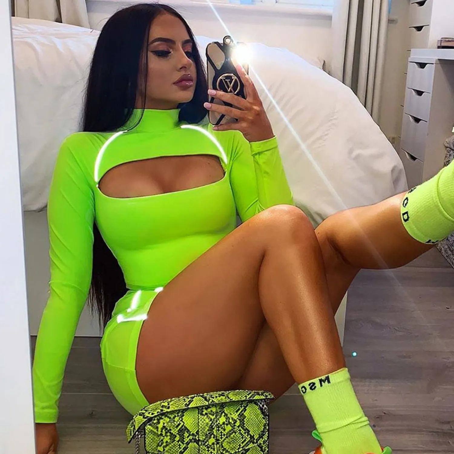 Women's Reflective Long Sleeve Two-Piece Dress