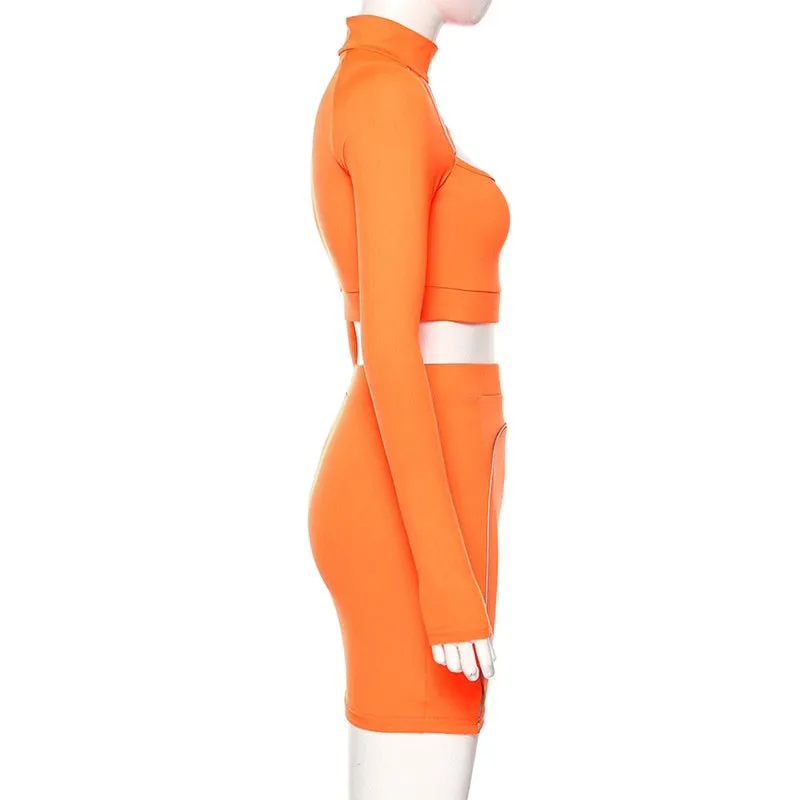Women's Reflective Long Sleeve Two-Piece Dress