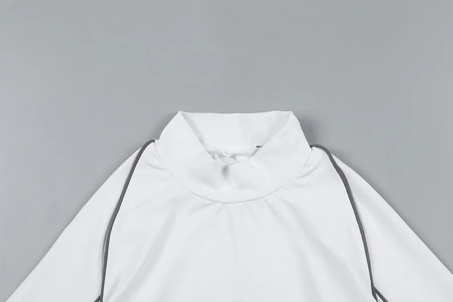 Women's Spring/Autumn Patchwork Long-Sleeved T-Shirt With Reflective Stripes