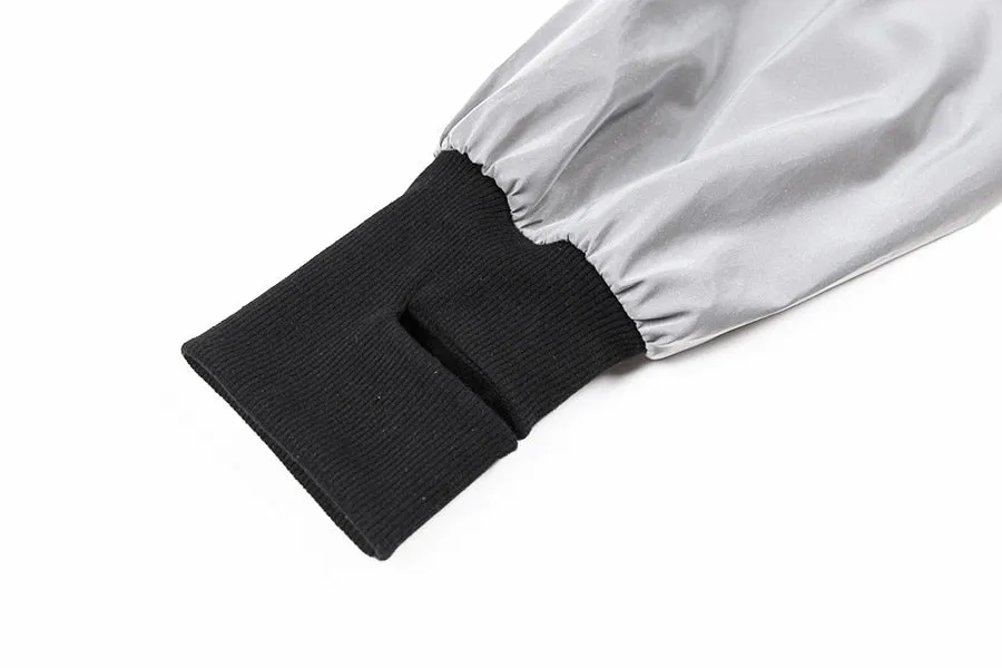 Women's Spring/Autumn Reflective Turtleneck Cropped Windbreaker | Short Bomber