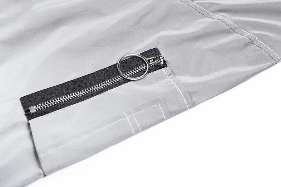 Women's Spring/Autumn Reflective Turtleneck Cropped Windbreaker | Short Bomber