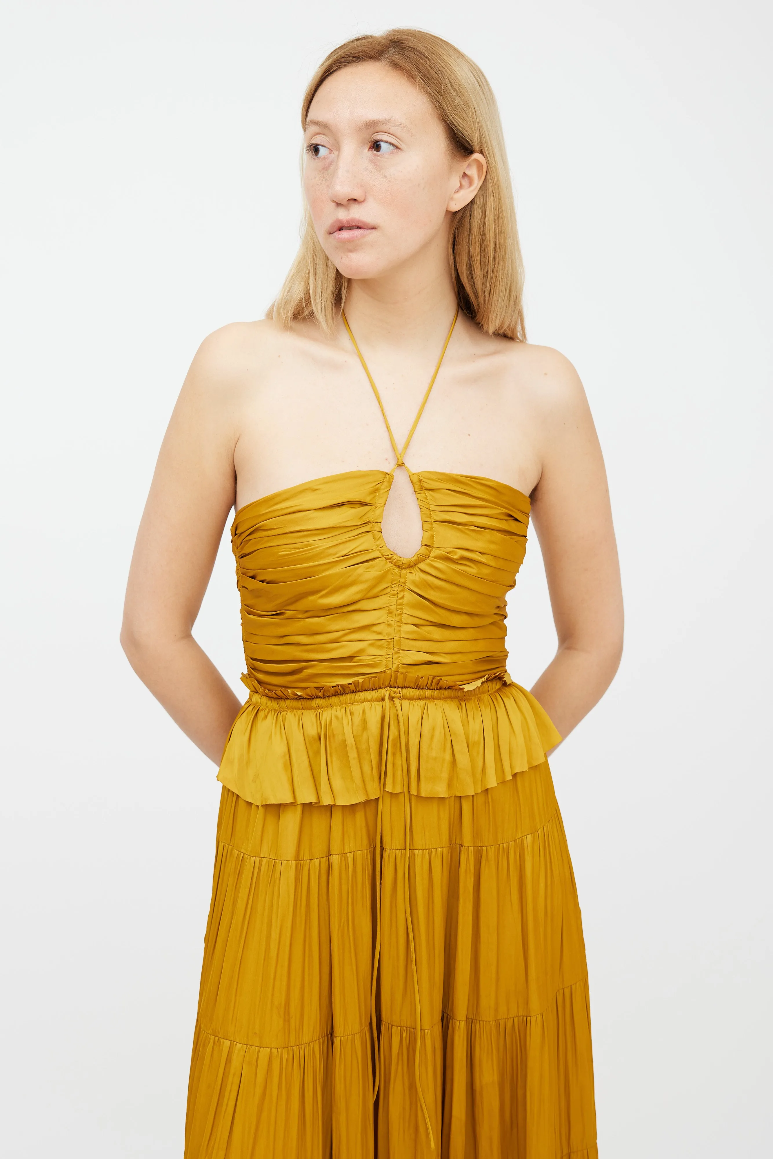 Yellow Ruffled Gathered Evanthe Dress