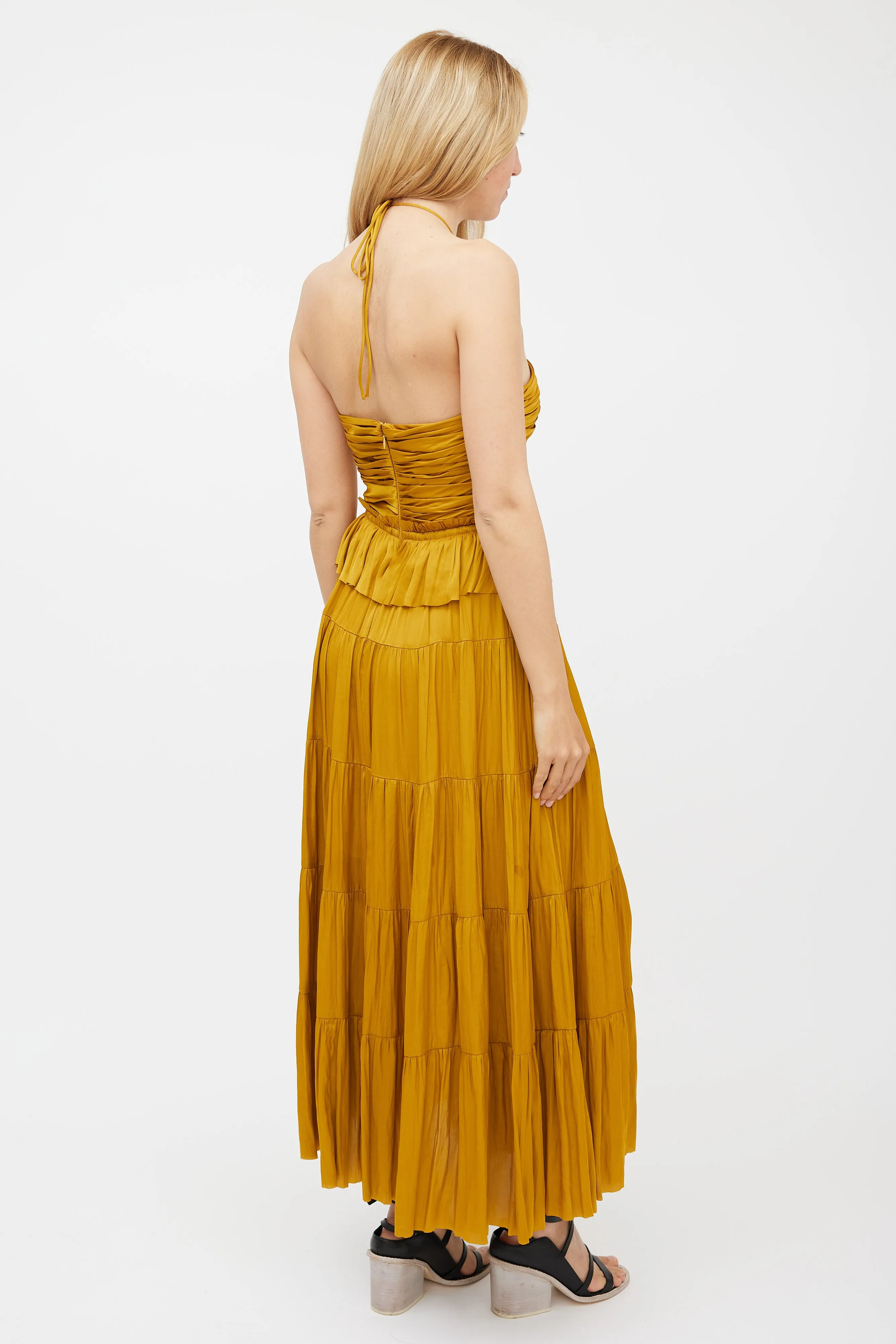 Yellow Ruffled Gathered Evanthe Dress