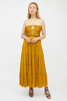 Yellow Ruffled Gathered Evanthe Dress